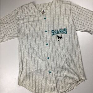 Vintage Bulletin San Jose Sharks Striped Baseball Jersey
